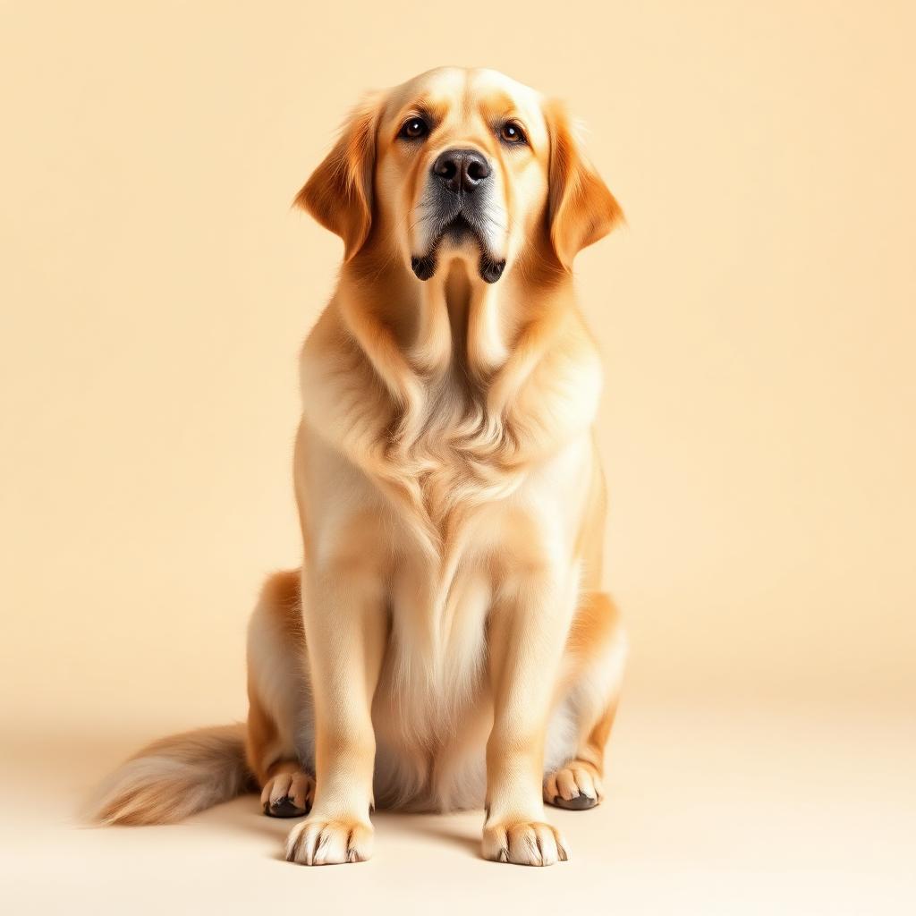 Grand chien : golden retriever assis, exemple de grand gabarit