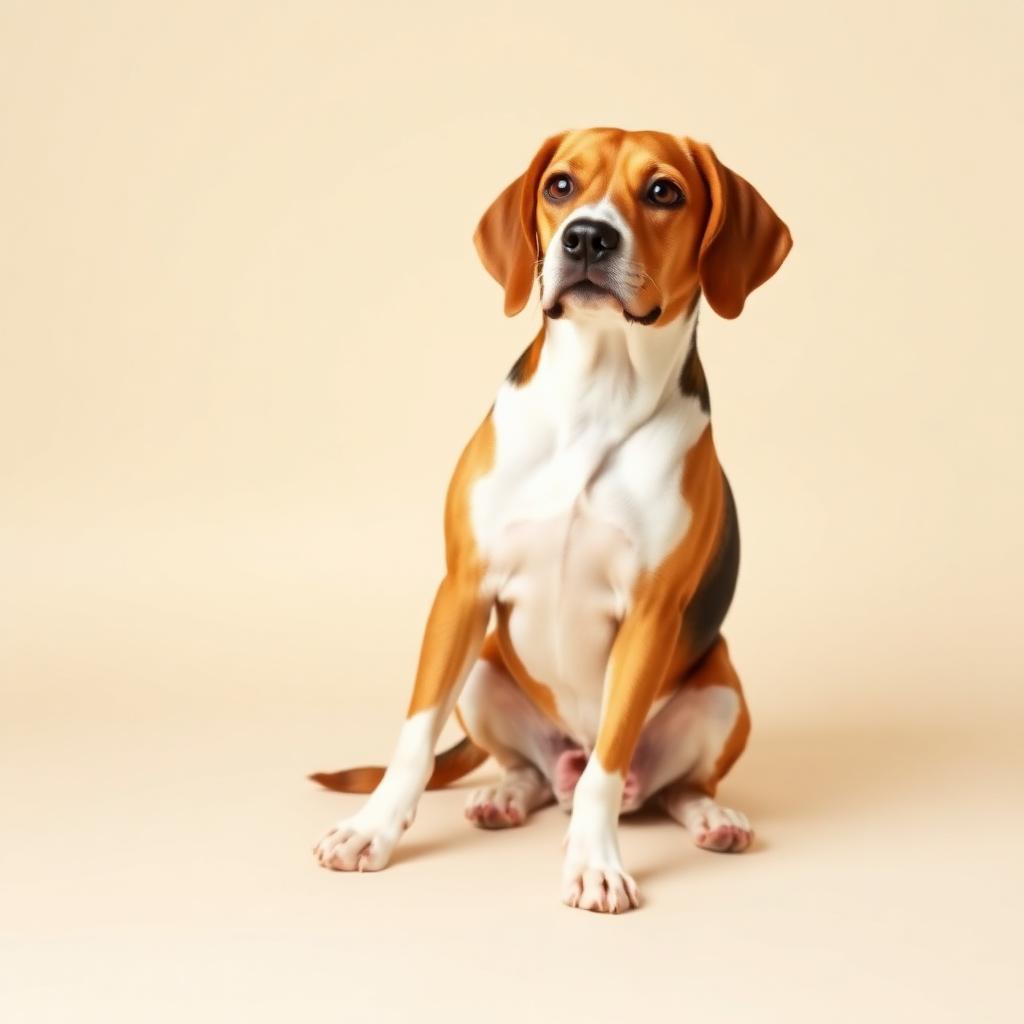Moyen chien : beagle assis, exemple de gabarit moyen
